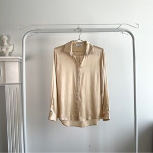 100% Silk Button-Up Champagne Shirt